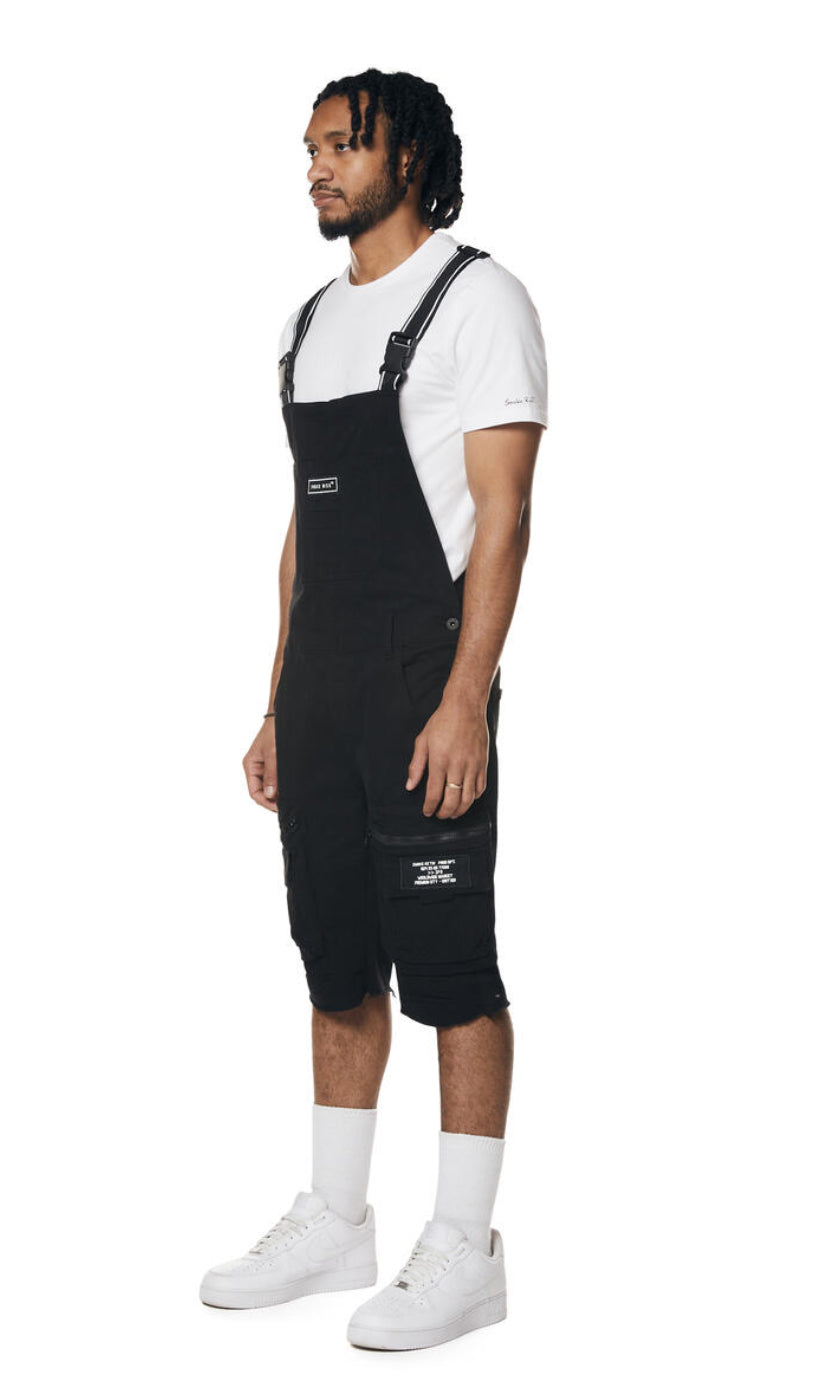 UTILITY TWILL BLACK OVERALL SHORTS