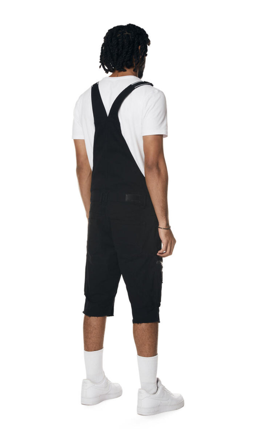 UTILITY TWILL BLACK OVERALL SHORTS