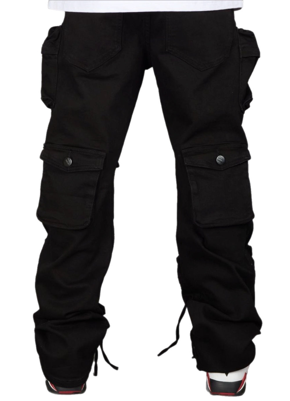 Weaver Jet Black Cargo Baggy Jeans