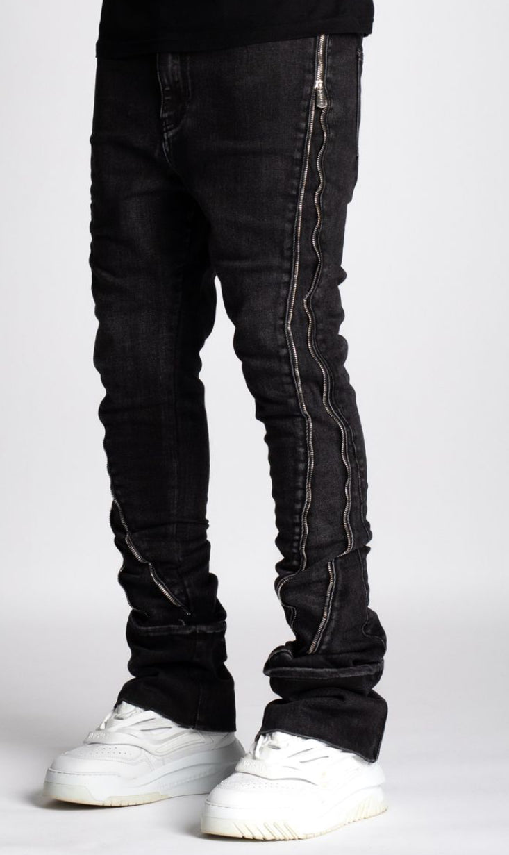 Iron Grey Stacked Zipper Denim G