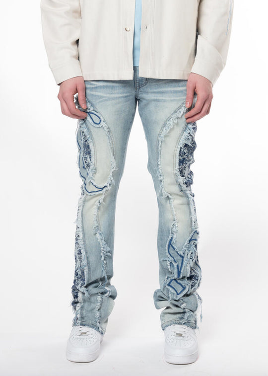 Tapestry Panel Monogram Stacked Jeans