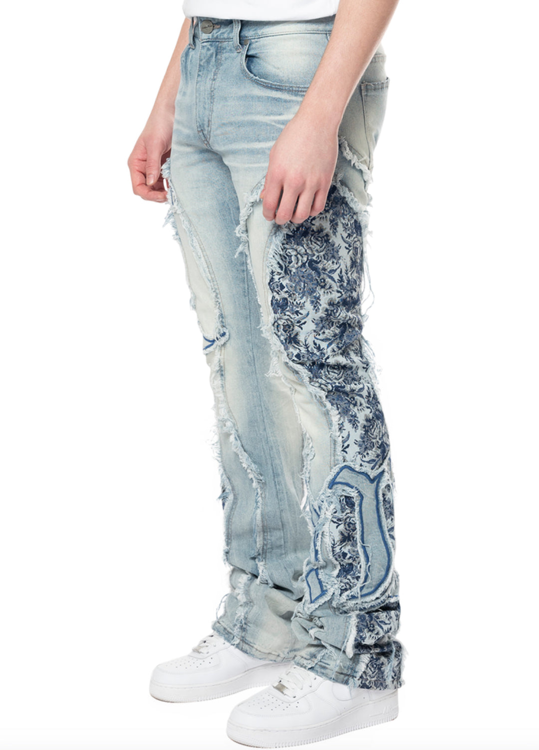 Tapestry Panel Monogram Stacked Jeans