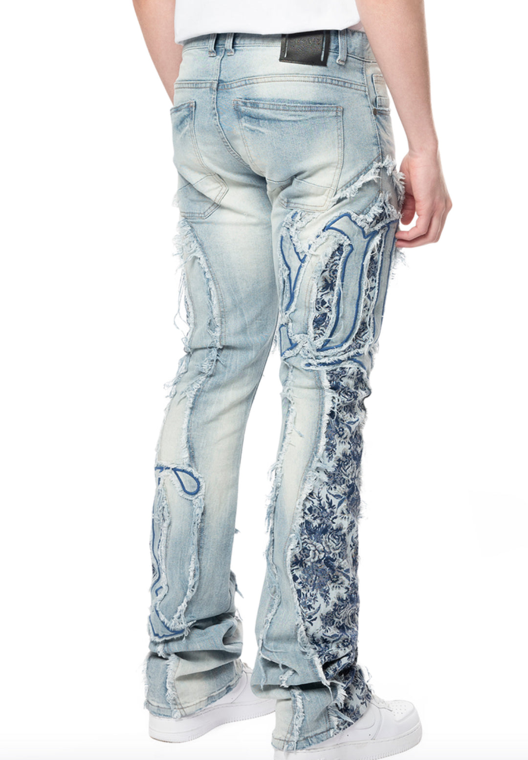 Tapestry Panel Monogram Stacked Jeans