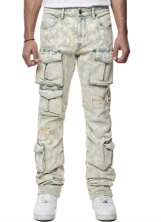 Seafoam Colored Utility Multi Cargo Colored Jeans