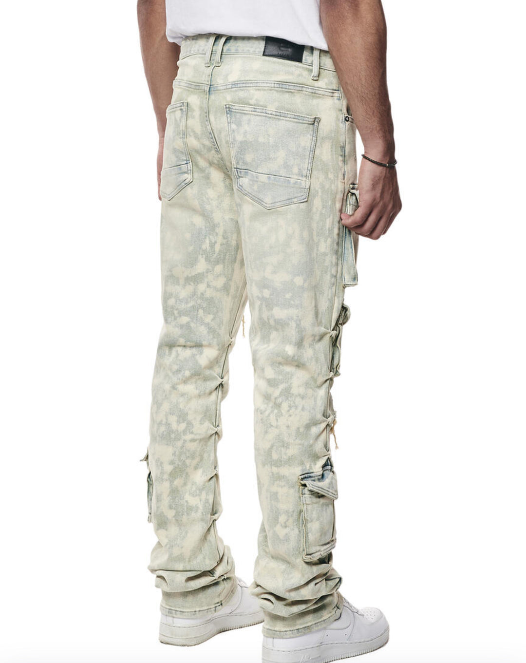 Seafoam Colored Utility Multi Cargo Colored Jeans