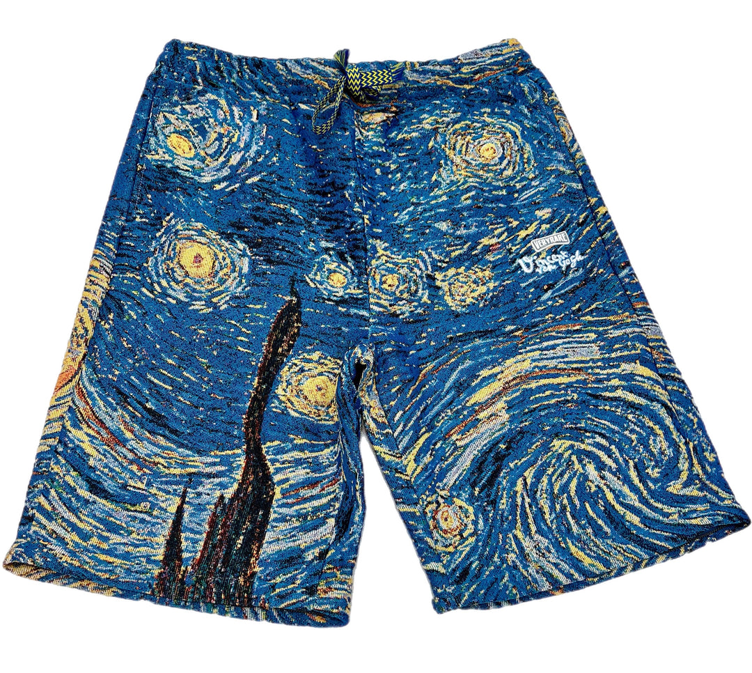 Starry night tapestry pants with zipper shorts option