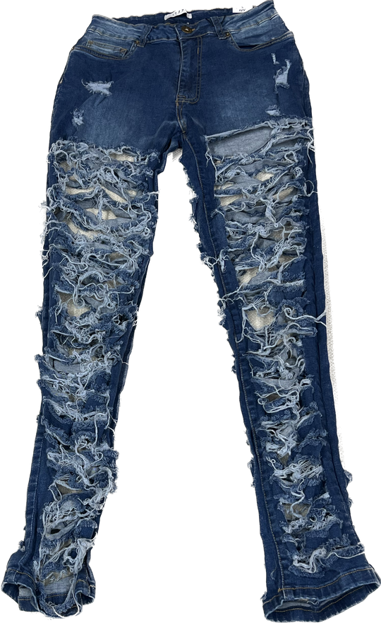 Blue Shredded Jeans