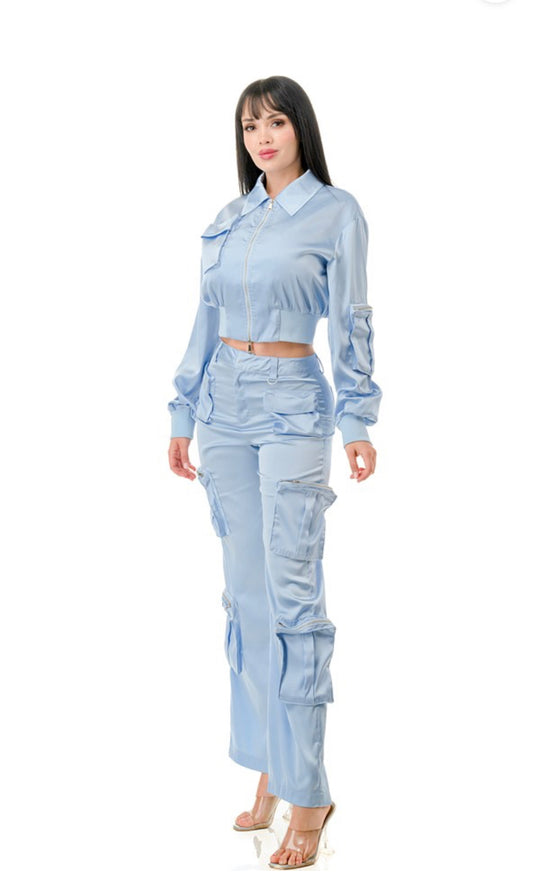 Crop Top Prezi Suit With Cargo Pants