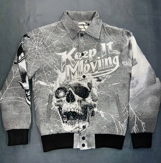 Keep it moving tapestry bedazzled jacket