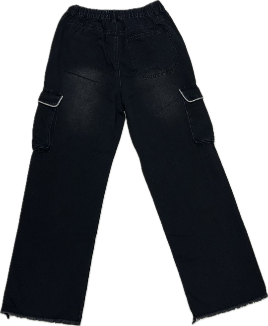 Rhinestone Trim Cargo Pants