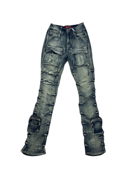 Stacked Cargo Jeans (Blue)