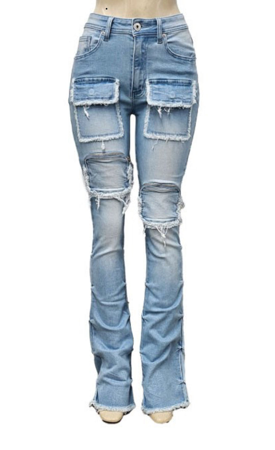 Red Fox Cargo Stacked Jeans