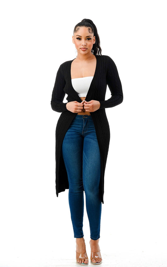 Long Cardigan With Open Front