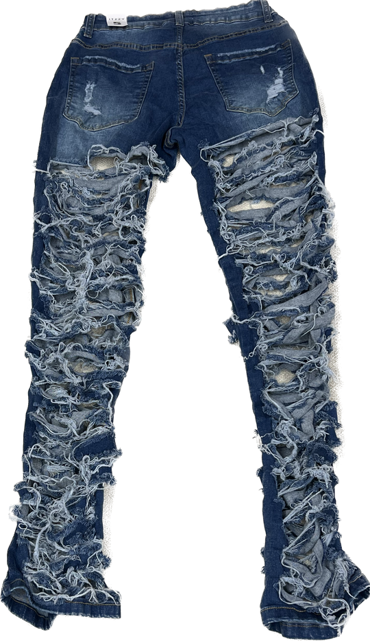 Blue Shredded Jeans