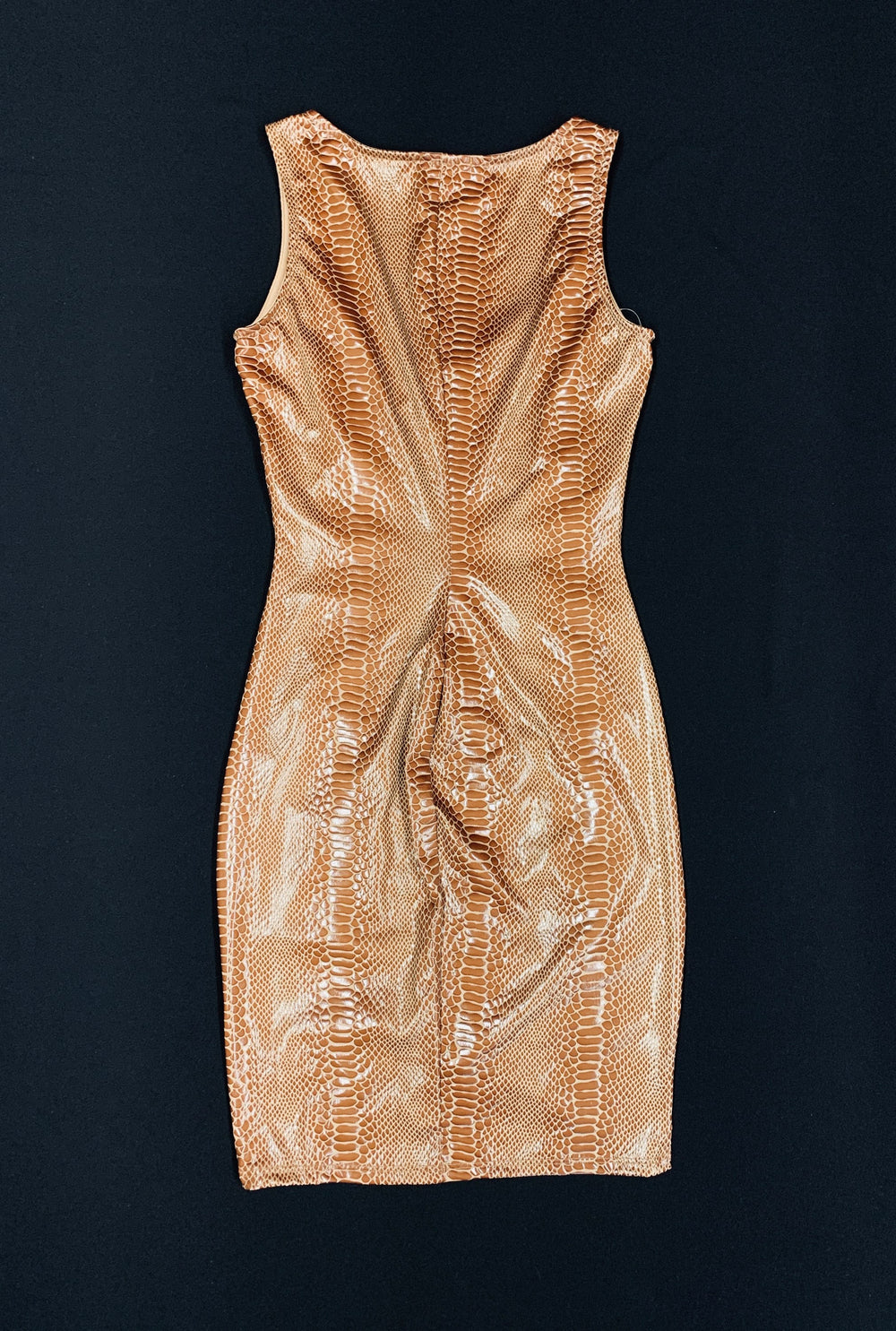 Brown alligator print dress back view