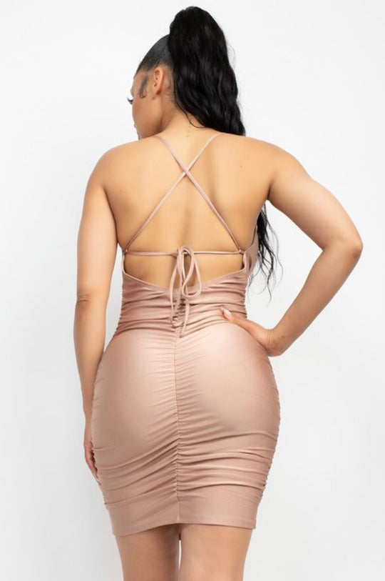 Nude slim fit dress back view