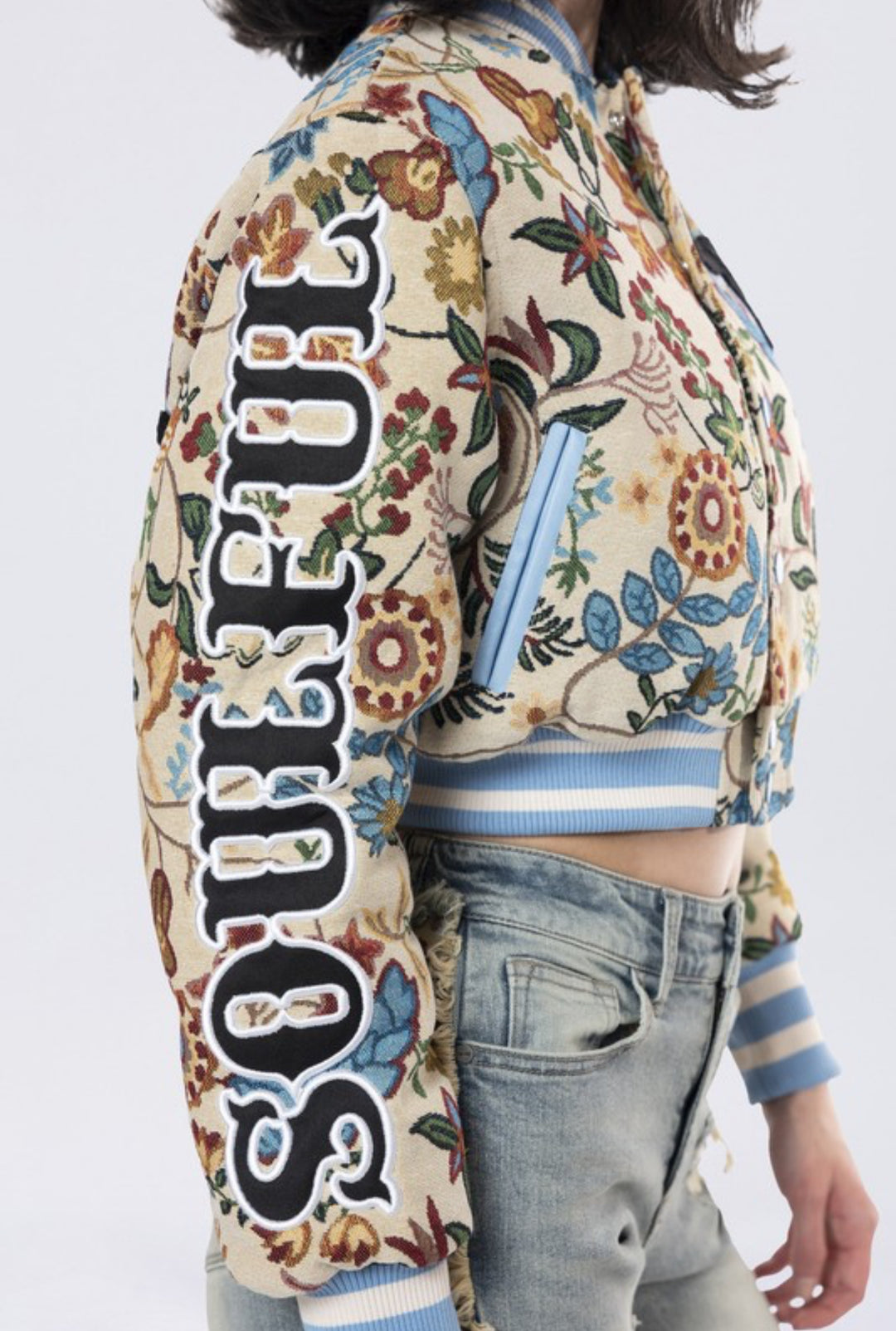 Floral Tapestry Varsity Jacket