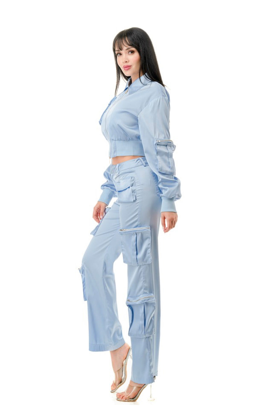 Crop Top Prezi Suit With Cargo Pants