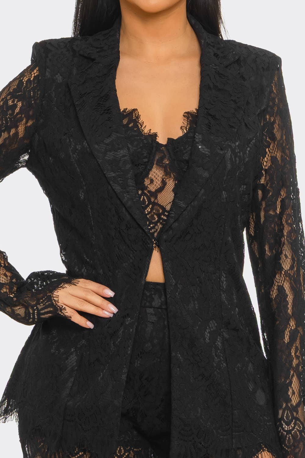 FLORAL LACE 3PC BLAZER SHORT SET