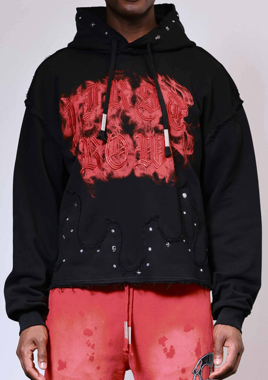 WAKE UP AND BE FIERCE STUD CROP HOODIE