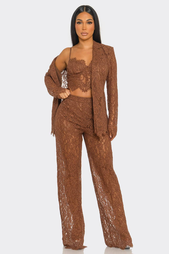 3PCS LACE BLAZER SET
