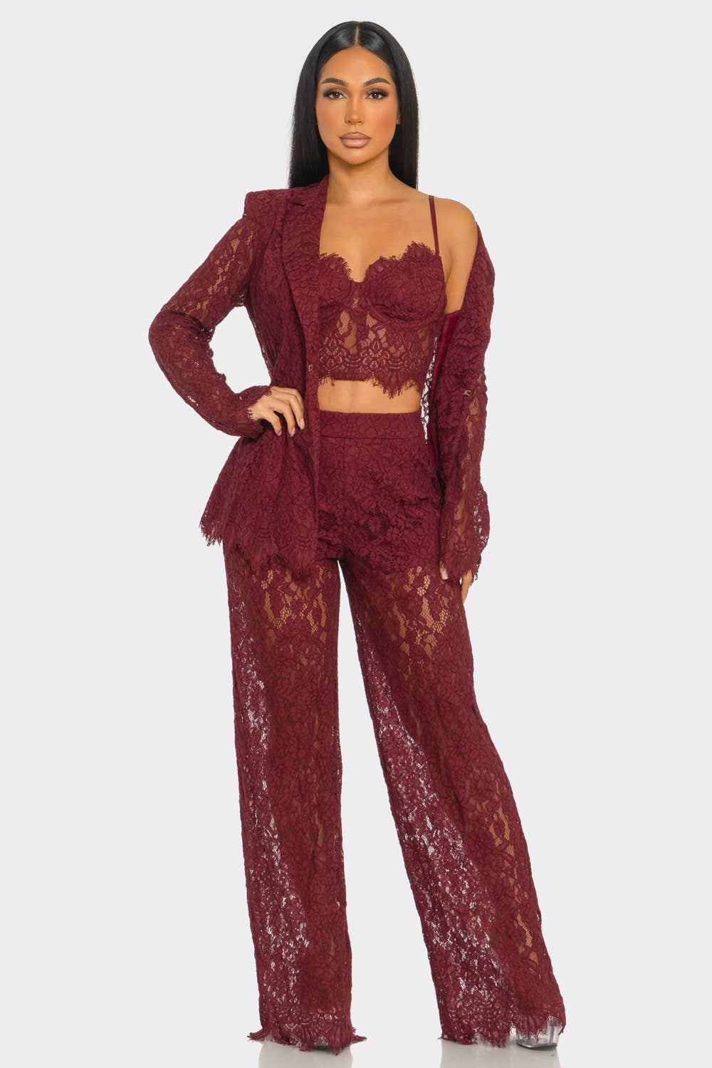 3PCS LACE BLAZER SET