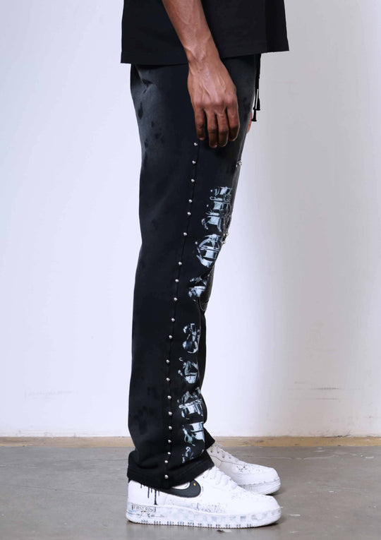 WAKE UP AND BE FIERCE APPLIQUE STACK JOGGER