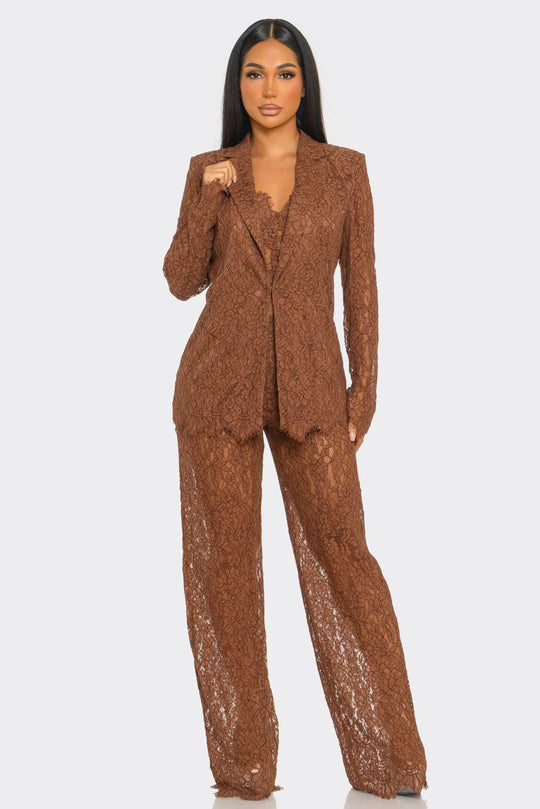3PCS LACE BLAZER SET